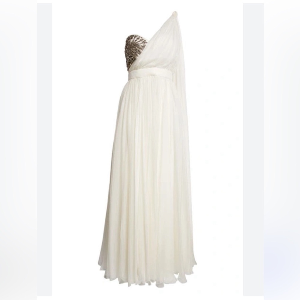 Alexander McQueen Crystal Embellished One-Shoulder Silk Chiffon Gown NWT